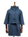 Harris Tweed Ladies Belted Cape Blue Check