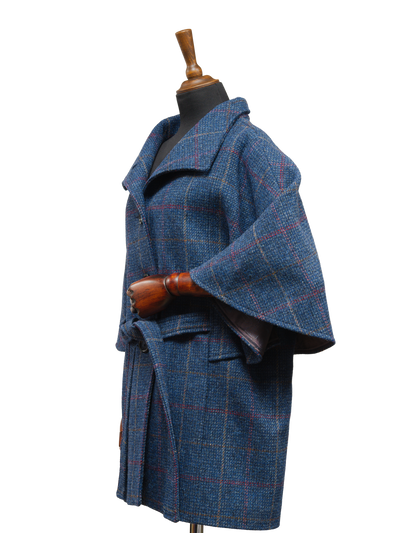 Harris Tweed Ladies Belted Cape Blue Check