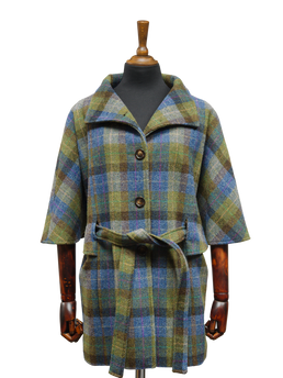 Harris Tweed Ladies Belted Cape Denim Sage
