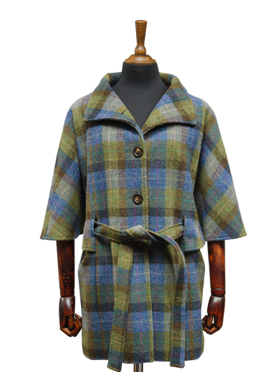 Harris Tweed Ladies Belted Cape Denim Sage