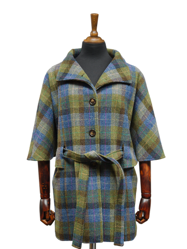 Harris Tweed Ladies Belted Cape - Denim Sage