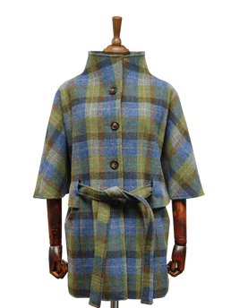 Harris Tweed Ladies Belted Cape Denim Sage