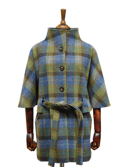 Harris Tweed Ladies Belted Cape Denim Sage