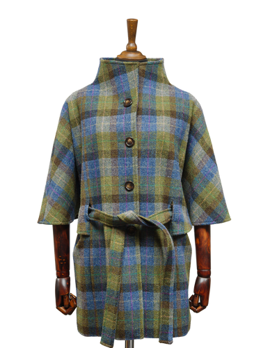 Harris Tweed Ladies Belted Cape - Denim Sage