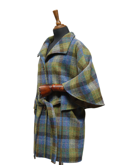 Harris Tweed Ladies Belted Cape Denim Sage