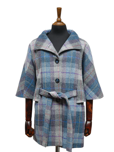 Harris Tweed Ladies Belted Cape Lavender Check
