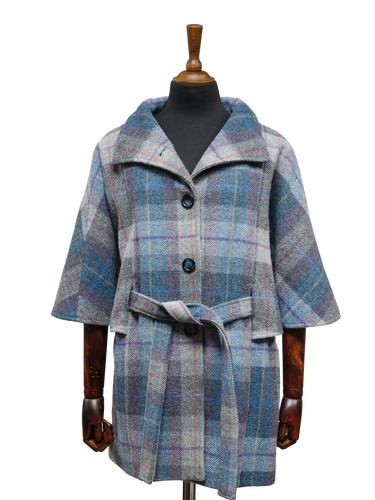 Harris Tweed Ladies Belted Cape - Lavender Check