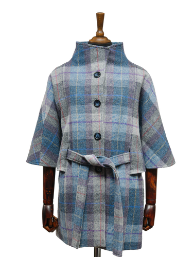 Harris Tweed Ladies Belted Cape - Lavender Check