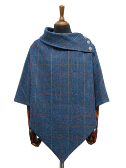 Harris Tweed Ladies Celtic Cape Blue Check