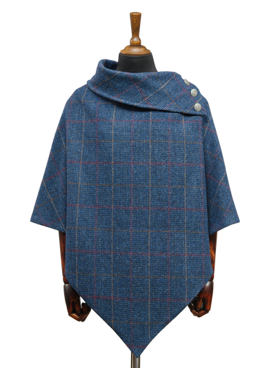 Harris Tweed Ladies Celtic Cape Blue Check