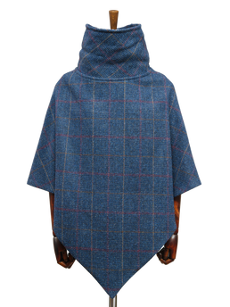Harris Tweed Ladies Celtic Cape Blue Check