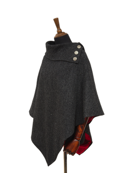 Harris Tweed Ladies Celtic Cape - Dark Charcoal Herringbone