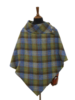 Harris Tweed Ladies Celtic Cape Denim Sage