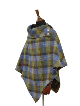 Harris Tweed Ladies Celtic Cape Denim Sage