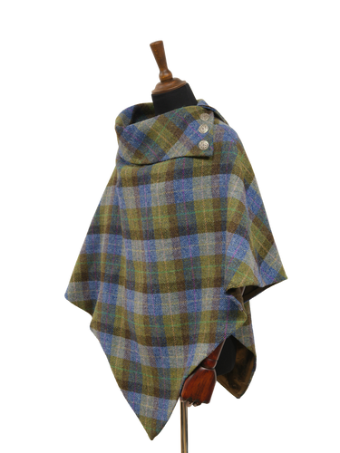 Harris Tweed Ladies Celtic Cape - Denim Sage