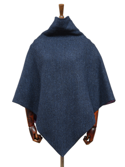 Harris Tweed Ladies Celtic Cape Navy Herringbone