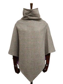 Harris Tweed Ladies Celtic Cape Pink Check Herringbone