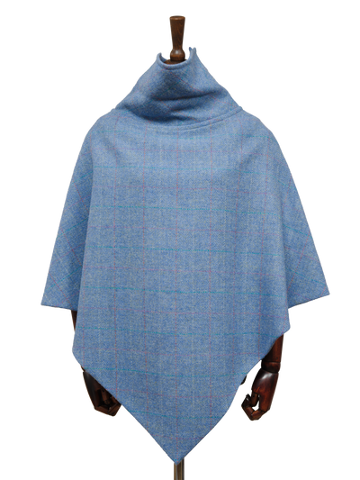 Harris Tweed Ladies Celtic Cape Sky Windowpane
