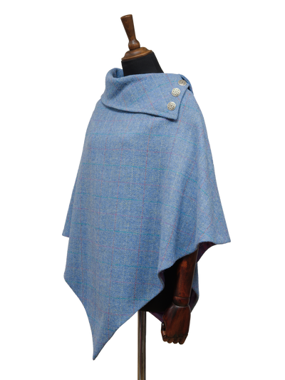 Harris Tweed Ladies Celtic Cape Sky Windowpane