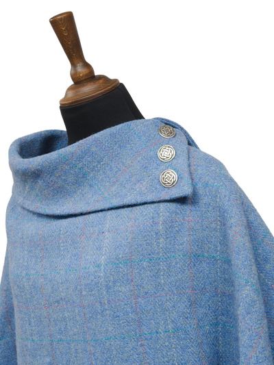 Harris Tweed Ladies Celtic Cape Sky Windowpane