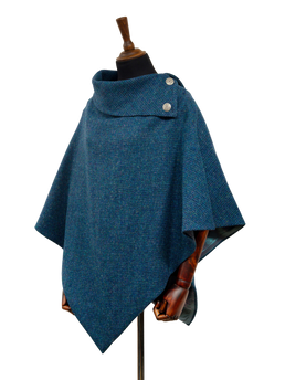 Harris Tweed Ladies Celtic Cape Teal