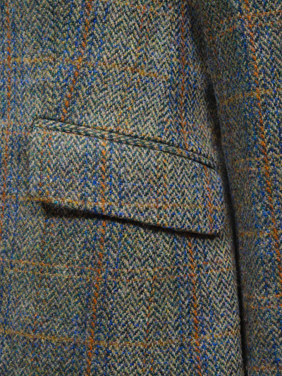 Harris Tweed Ladies Fitted Jacket Green Herringbone With Overcheck