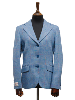 Harris Tweed Ladies Fitted Jacket Sky Windowpane