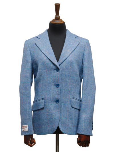 Harris Tweed Ladies Fitted Jacket Sky Windowpane
