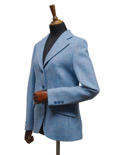 Harris Tweed Ladies Fitted Jacket - Sky Windowpane