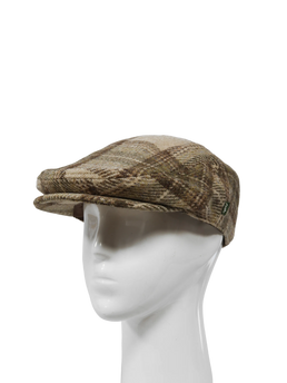 Harris Tweed Ladies Flat Cap Oatmeal Check (HH)