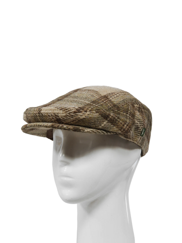 Harris Tweed Ladies Flat Cap - Oatmeal Check (HH)