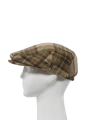 Harris Tweed Ladies Flat Cap - Oatmeal Check (HH)