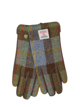 Harris Tweed Ladies Gloves A017 (Brown Leather) (ISL)