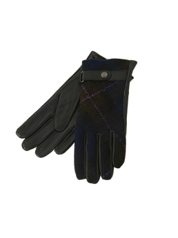 Harris Tweed Ladies Gloves Brown Blue Purple Overcheck (HT54) (FW)