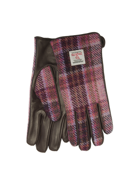 Harris Tweed Ladies Gloves - Burgundy Check (GA)