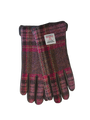 Harris Tweed Ladies Gloves - Burgundy/Pink Stewart (GA)