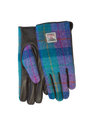 Harris Tweed Ladies Gloves - Green/Purple Tartan (GA)