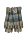 Harris Tweed Ladies Gloves Islander Check (Cream Leather) (ISL)