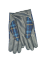 Harris Tweed Ladies Gloves Navy Tartan (Dark Navy Leather) (ISL)