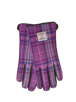 Harris Tweed Ladies Gloves - Purple/Mint Check (GA)