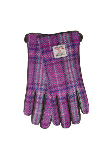 Harris Tweed Ladies Gloves - Purple/Mint Check (GA)