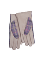 Harris Tweed Ladies Gloves Purple Tartan (Pale Pink Leather) (ISL)