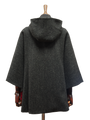 Harris Tweed Ladies Hooded Cape - Dark Charcoal Herringbone