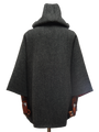 Harris Tweed Ladies Hooded Cape - Dark Charcoal Herringbone