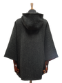 Harris Tweed Ladies Hooded Cape - Dark Charcoal Herringbone