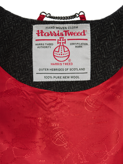 Harris Tweed Ladies Hooded Cape - Dark Charcoal Herringbone