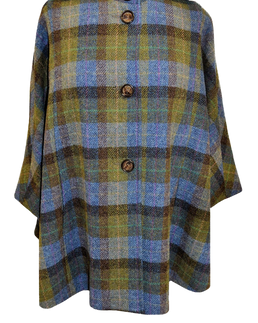 Harris Tweed Ladies Hooded Cape Denim Sage