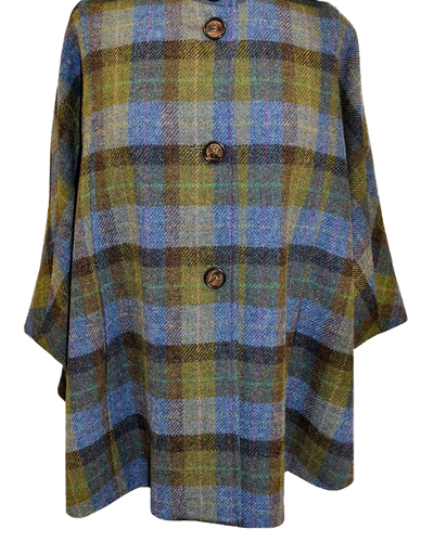 Harris Tweed Ladies Hooded Cape - Denim Sage