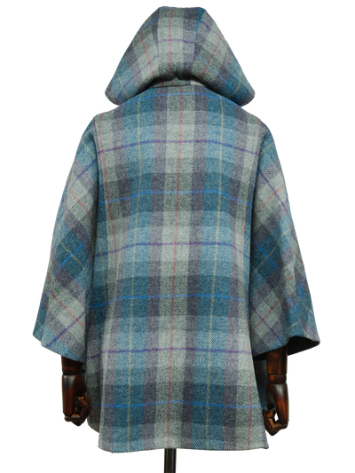 Harris Tweed Ladies Hooded Cape Lavender Check