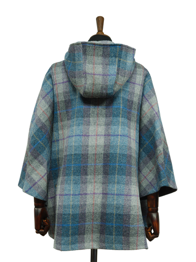 Harris Tweed Ladies Hooded Cape Lavender Check